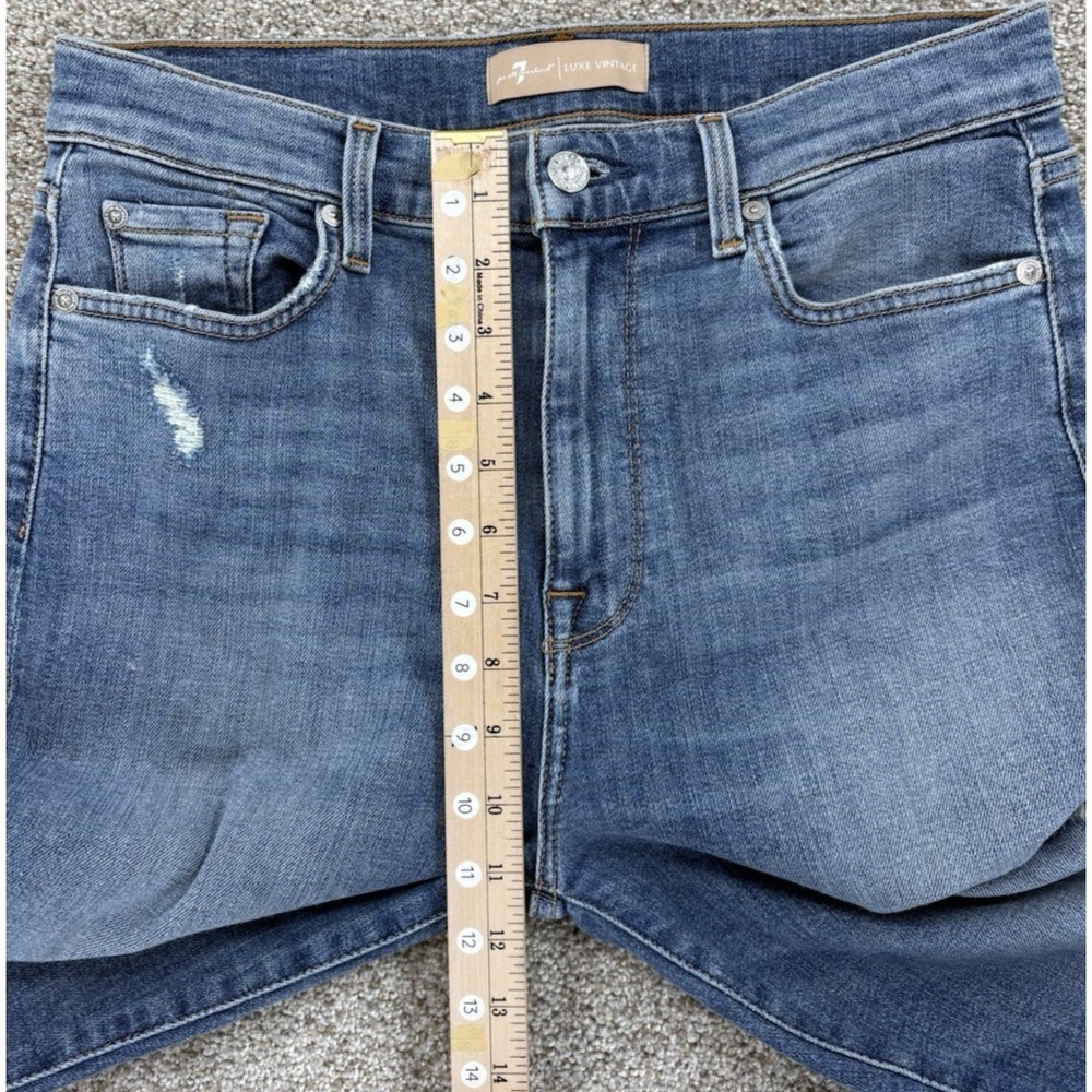 7 For All Mankind Luxe Vintage High Waist Ankle Skinny Womens 30 Blue Distressed - Picture 10 of 12